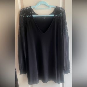 Black blouse with lace detail